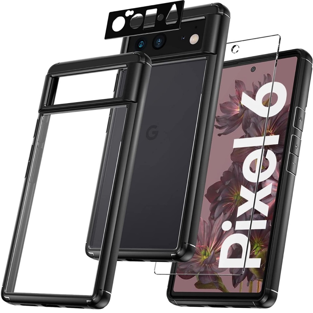 5 in 1 | Google Pixel 6 Case + 2PC Screen Protector + 2 PC Camera Covers Bundle